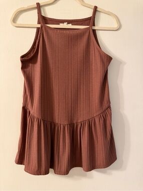 Maurices Ribbed Peplum Tank Top - Mauve